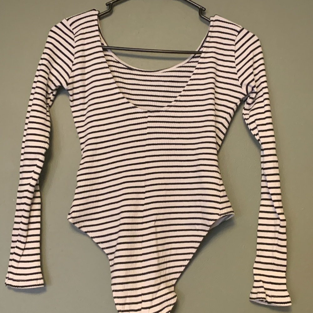 H&M Basic b&w striped bodysuit